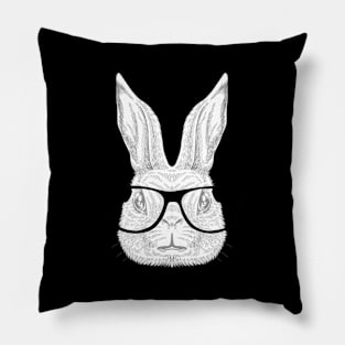 Hopster Bunny Rabbit Nerd Glasses Easter Rabbit Pillow