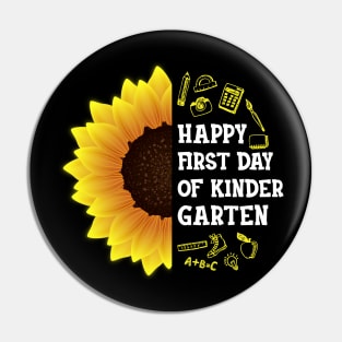 Happy First Day Of Kindergarten Sunflower Teacher Student Back To School Gift Pin