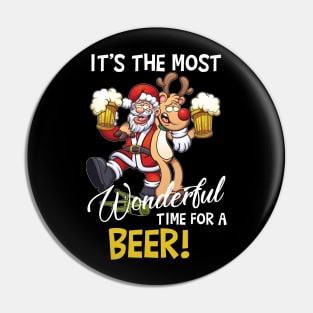 It's The Most Wonderful Time For A Beer Santa Xmas Pin