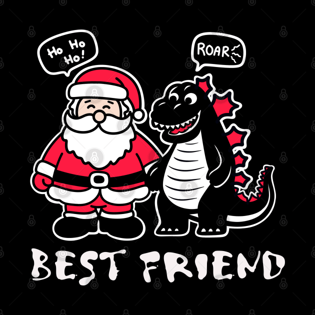 Godzilla and Santa Claus - Funny t-shirt for Christmas by Nine Tailed Cat