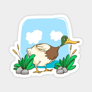 Hand Drawn Cartoon Duck Magnet