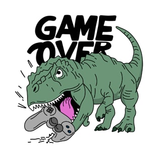 dinosaur biting a video game controller T-Shirt