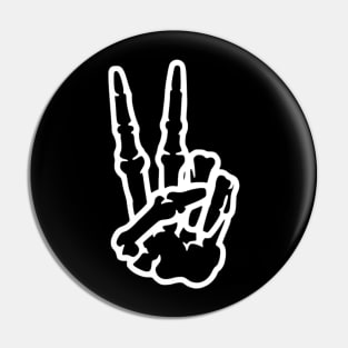 Skeleton Peace Sign - White Pin