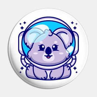 Cute baby koala wearing an astronaut helmet, cartoon character Pin