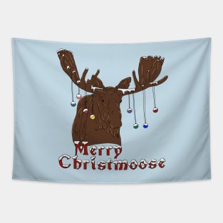 Merry Christmas Moose Tapestry