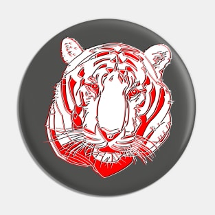 Chinese Tiger Head Feline portrait Wildcat face profile Pin