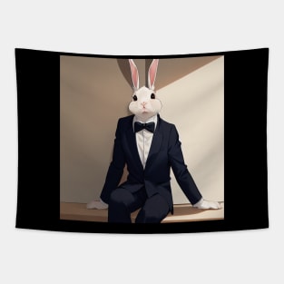 Tuxedo Bunny Rabbit Sitting Tapestry