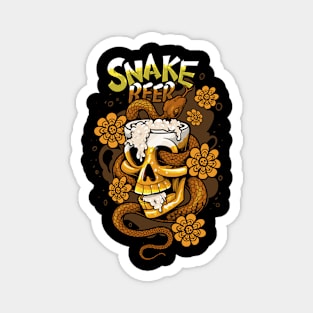 Snake Beer Skull Magnet