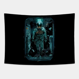 Space Explorer in Zero Gravity on a Spacecraft - Sci-fi Tapestry