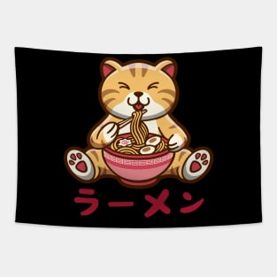 Cat Ramen, cute fat cat eating ramen Tapestry