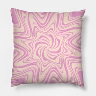 Pink and Cream White Abstract Retro Swirl Pillow