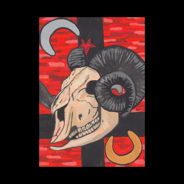 Goat occult skull by deadblackpony