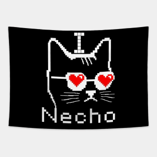 Necho Cat Love Pixel Art Tapestry