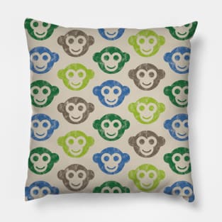 Monkies Green, Brown and Blue Pillow