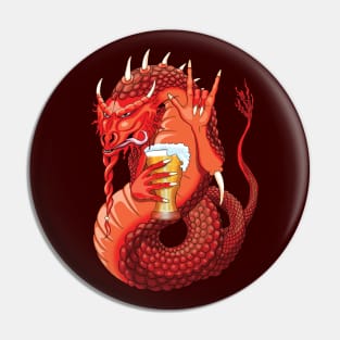 Drinking Red Dragon Graphic Design - Beer Lovers Pin