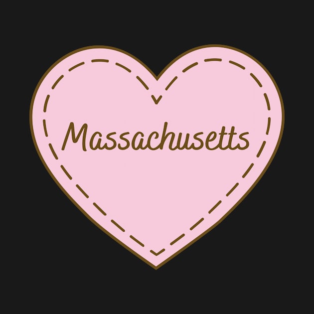 I Love Massachusetts Simple Heart Design by Word Minimalism