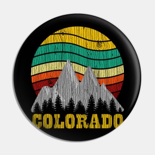 Retro Vintage Colorado Mountain & Sun Pin