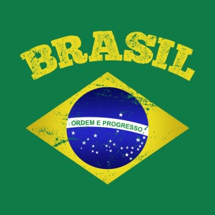 Brasil Football Retro Soccer Brazilian Flag T-Shirt