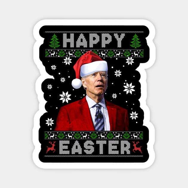 Funny Joe Biden Happy Easter Ugly Christmas Sweater Magnet by petemphasis