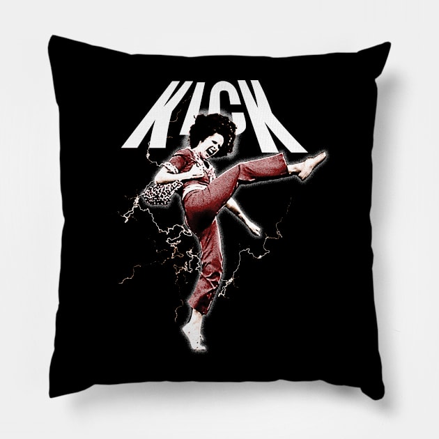 sally o'malley KICK vintage design Pillow by jerrysanji