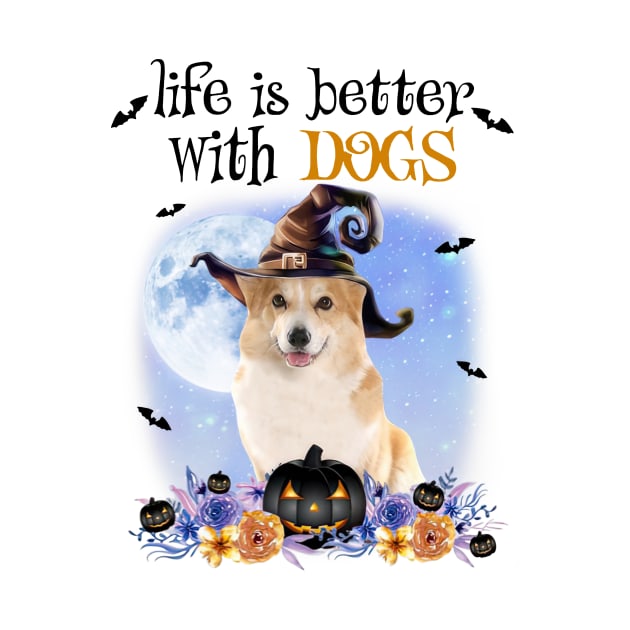 Corgi Witch Hat Life Is Better With Dogs Halloween by Marcelo Nimtz