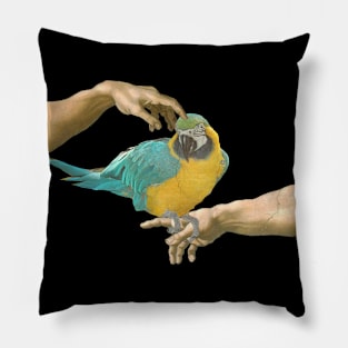 scritching a yellow macaw Pillow