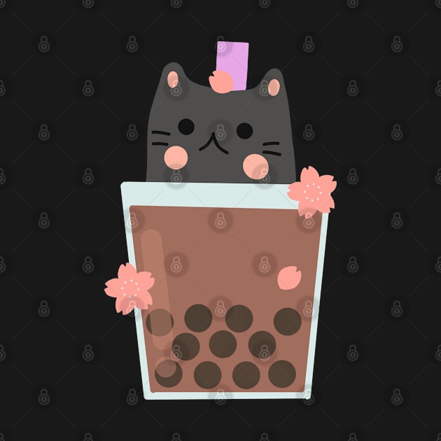 Cat boba tea by miriart