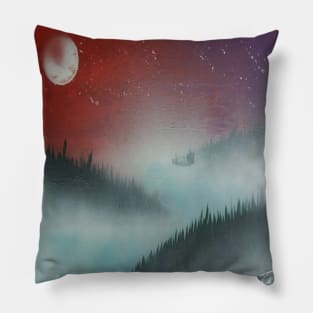 Misty pine river Pillow