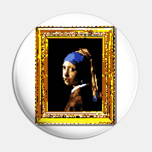 8-Bit Girl with a Pearl Earring Pin by GrumpyVulcan