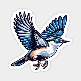 Cool Flying Whited Breasted Nuthatch Magnet