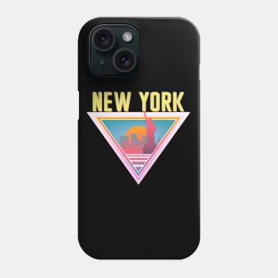 New York City Skyline Silhouette Sunrise Retro 80's / 90's Vaporwave Aesthetics - Bright Vintage Design For Sunny Summer Days Phone Case