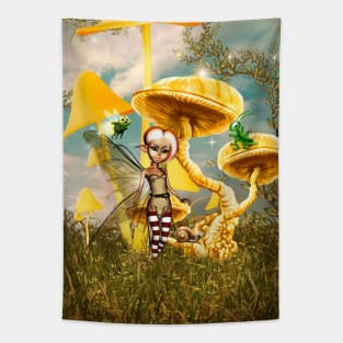 Little fairy with grasshopper and snaile Tapestry