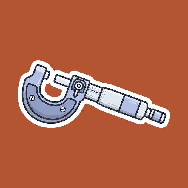 Screw Gauge Micrometer Sticker vector illustration. Engineer and Construction tool object icon concept. Measuring engineer tool sticker design logo icon. by AlviStudio