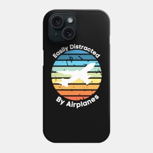 Easily Distracted by Airplanes, Gift for Airplane Lover, Aviation Shirt, Funny Pilot Shirt, Retro Vintage Plane, Aviator Shirt Birthday Gift Phone Case