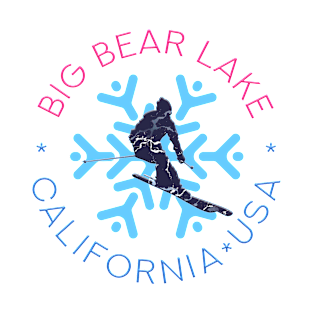 Big Bear Lake, California - Man Skier, Blue Snowflake T-Shirt