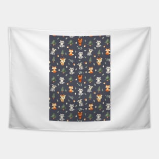 Woodland baby creatures | dark background Tapestry