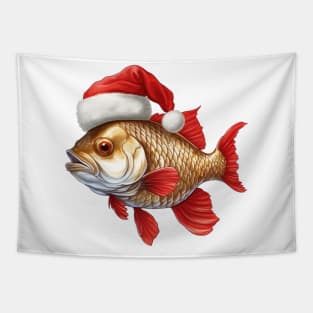 Santa Gold Fish Tapestry