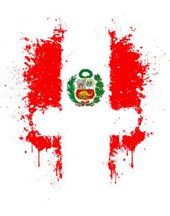 Chaotic Peruvian Flag Splatter Skull Magnet