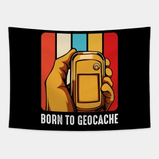 Geocaching - Born To Geocache Retro Style Geocacher Tapestry