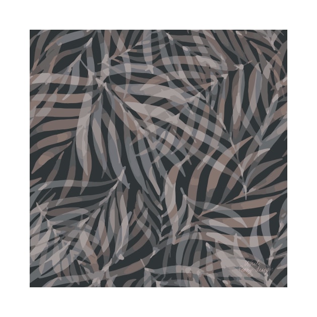 Digital palm leaves pattern in black and pink by White-Peony