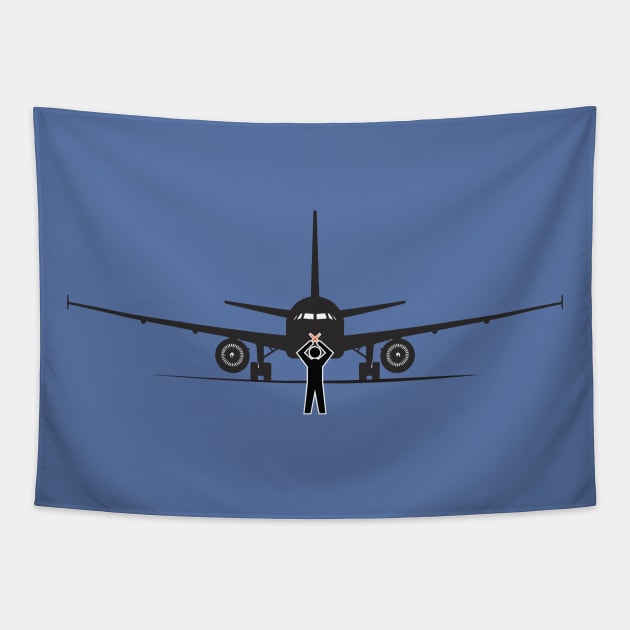 Airbus and Airplane Marshaller Tapestry by Vidision Avgeek