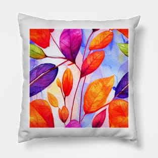 Colorful watercolor leaves pattern Pillow