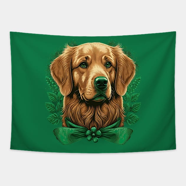 Golden Retriever St. Patrick's Day Tapestry by JayD World