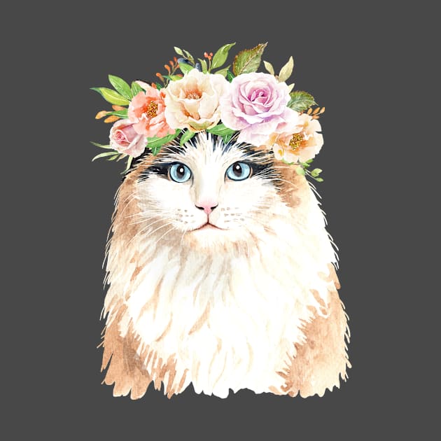 Cat with Beautiful Flower Crown by Paws Hangout