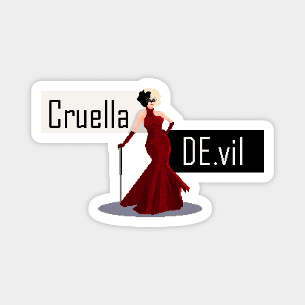 cruella de vil pixelart Magnet by aphro