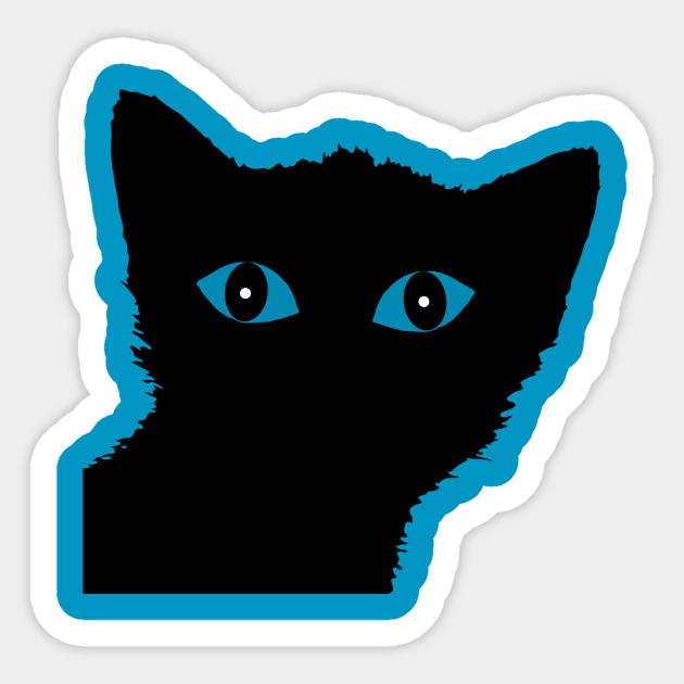 BLACK CAT WITH BLUE EYES - Black Cat - Sticker