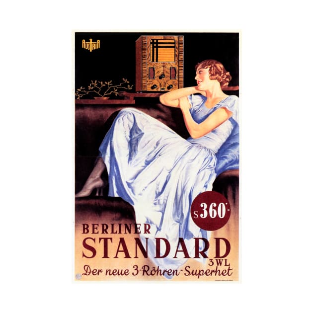 Berliner Standard Radio Advertisement Retro Woman Pin Up Austrian Vintage by vintageposters