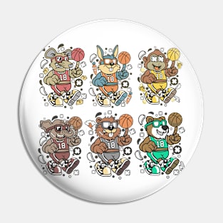 basketball animal collection Pin