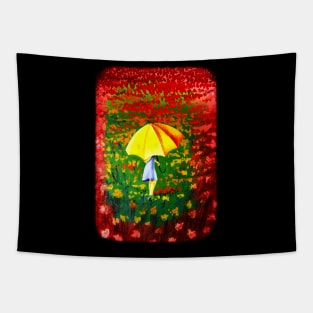 Girl with yellow umbrella Tapestry