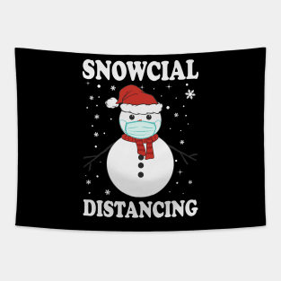 Snowcial Distancing Christmas Funny social distancing Tapestry